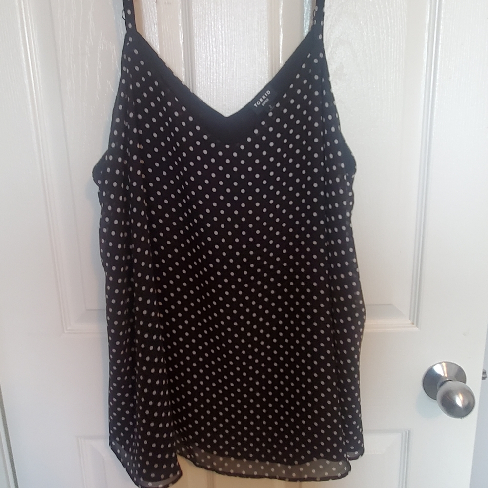 Double V Black and White polka dot Camisole